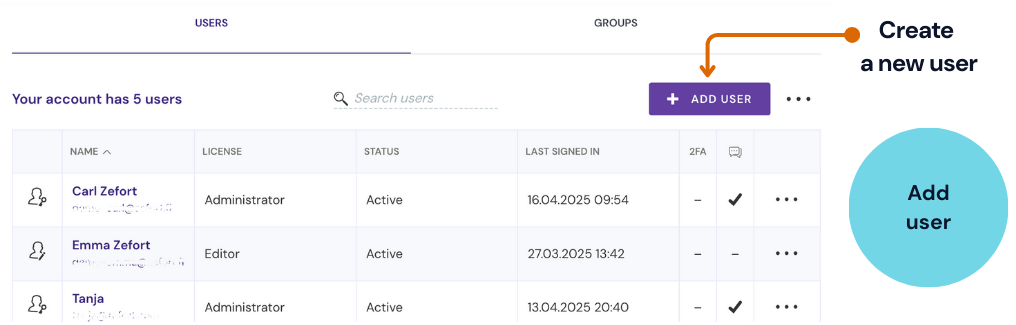 zefort - add user