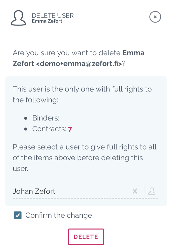 zefort confirm delete