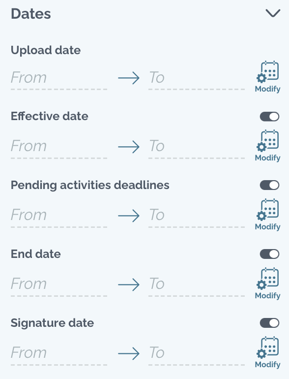 zefort contract filters - dates