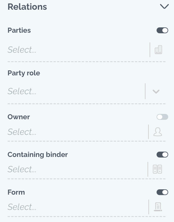 zefort contract filters - relations