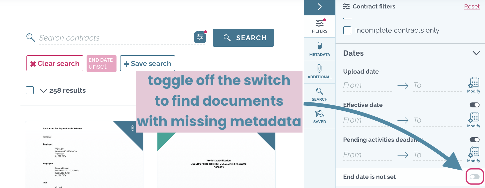 zefort filters find missing metadata