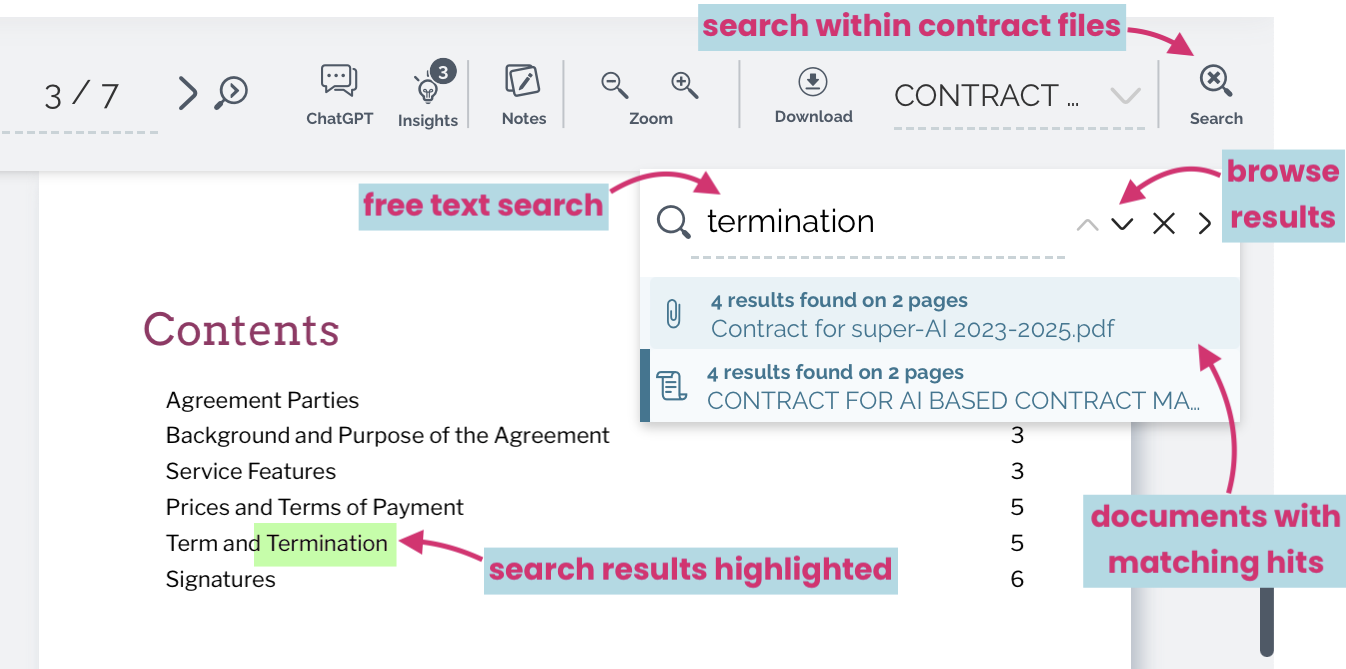 zefort - search within contract