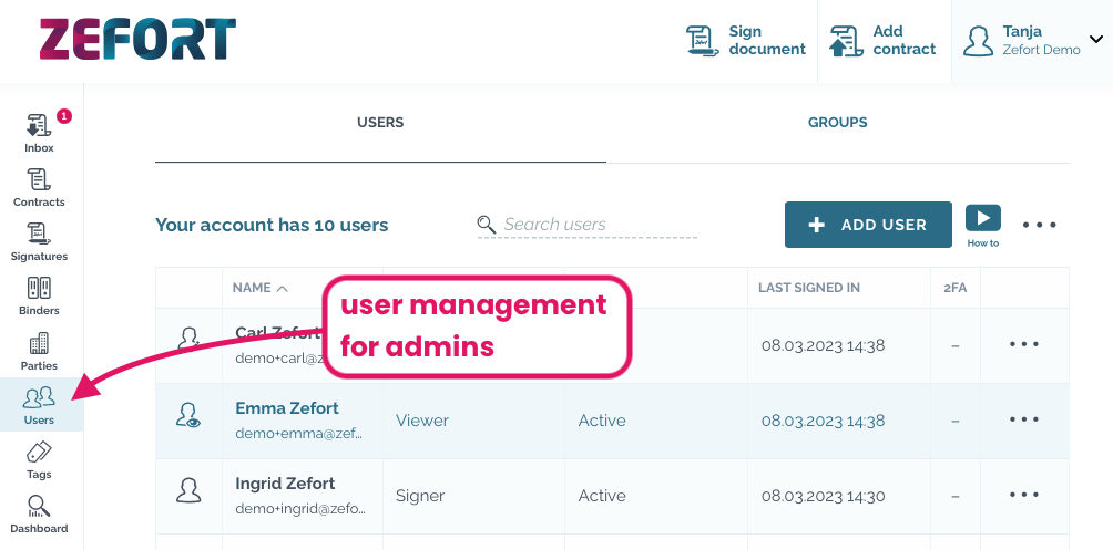 zefort user management