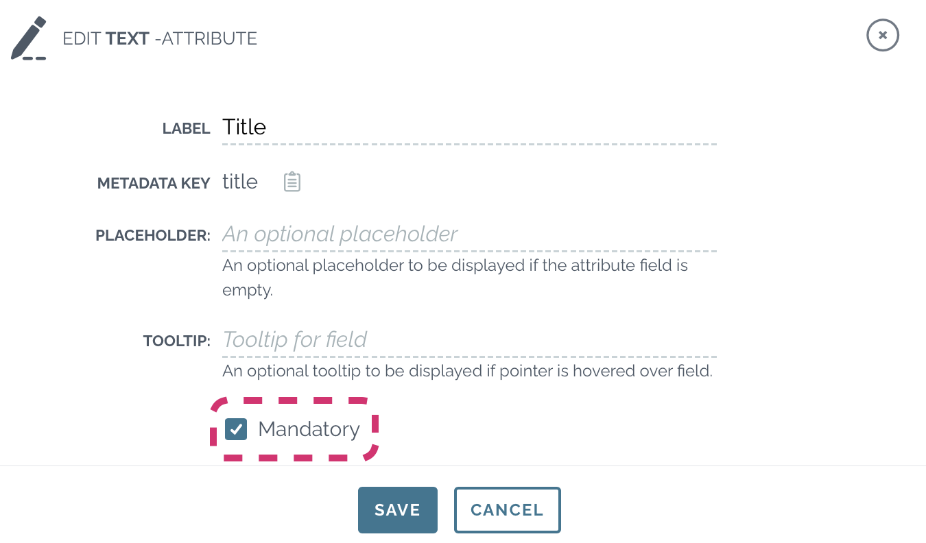 zefort - mandatory custom metadata attribute