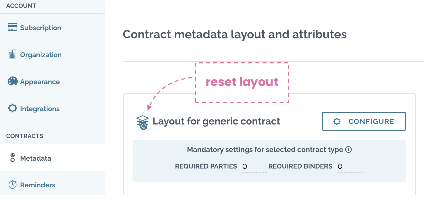 zefort - resetting metadata layout