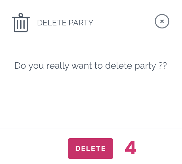 zefort delete party confirm