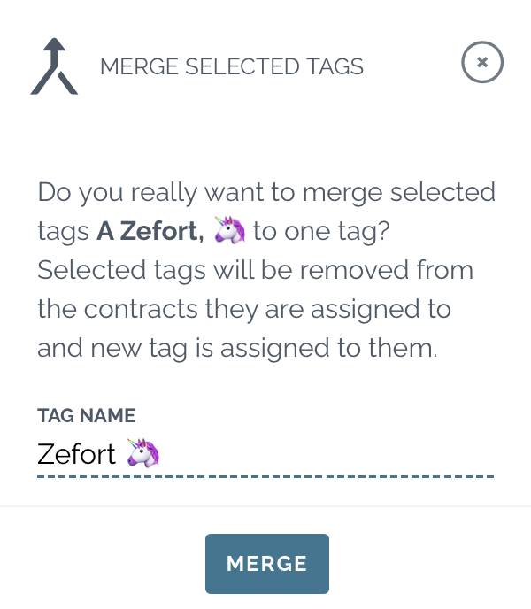 zefort merge selected tags