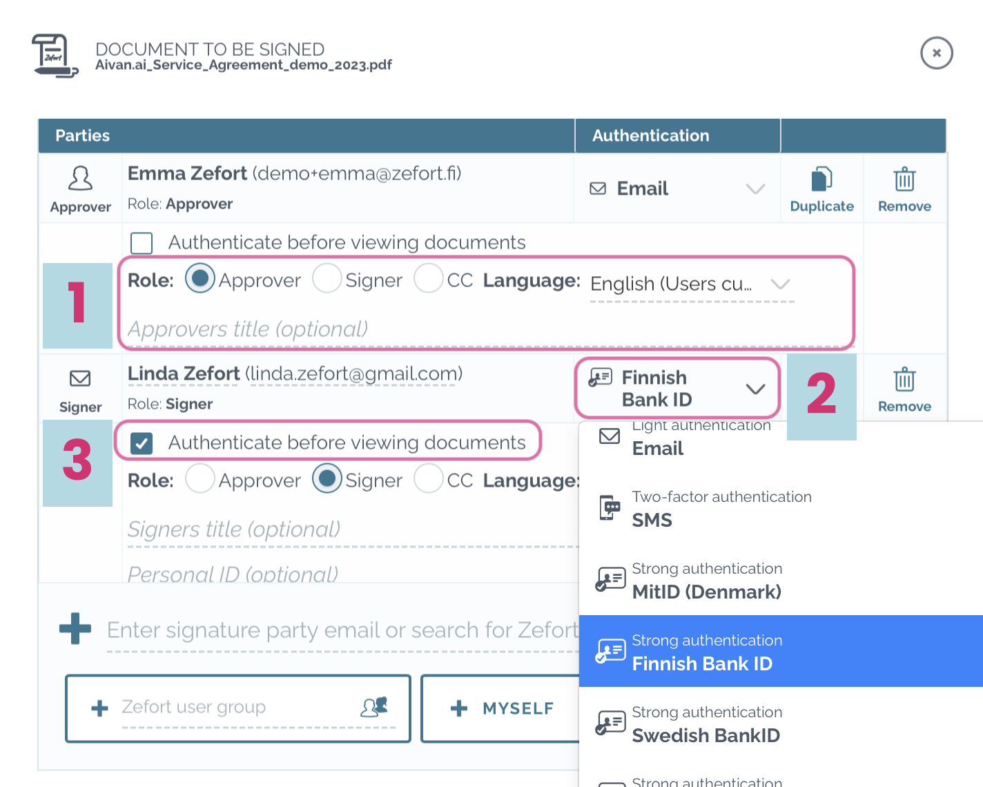 zefort managing signature parties