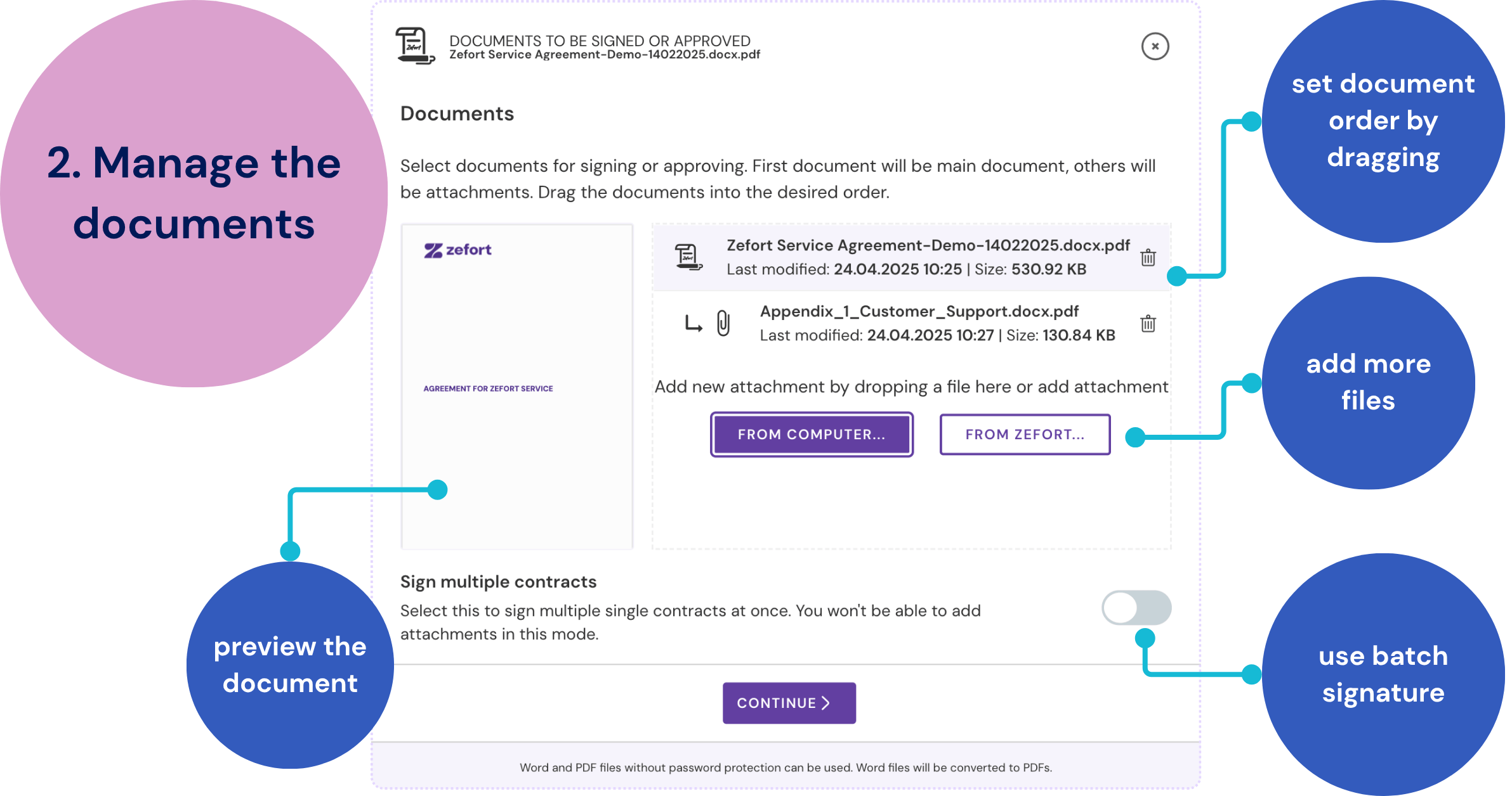 zefort sign - manage the documents