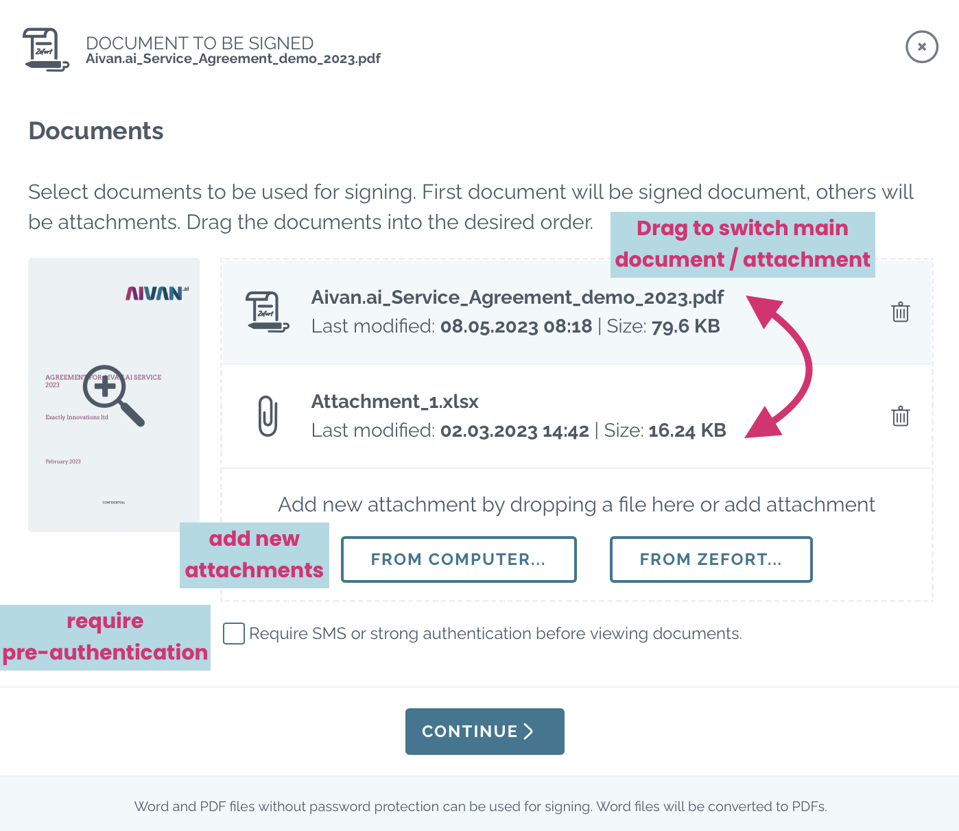 zefort sign documents