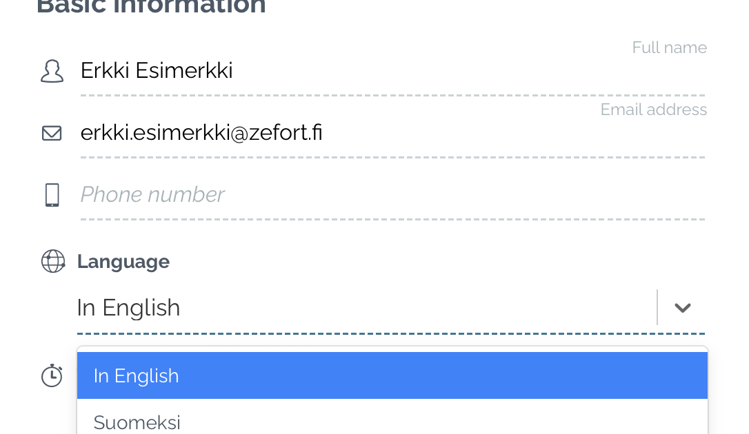 Set your Zefort language preference in “My Settings”