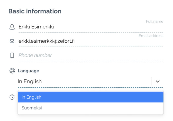 Set your Zefort language preference in “My Settings”