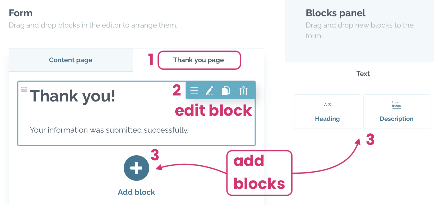 zefort forms edit thank you page