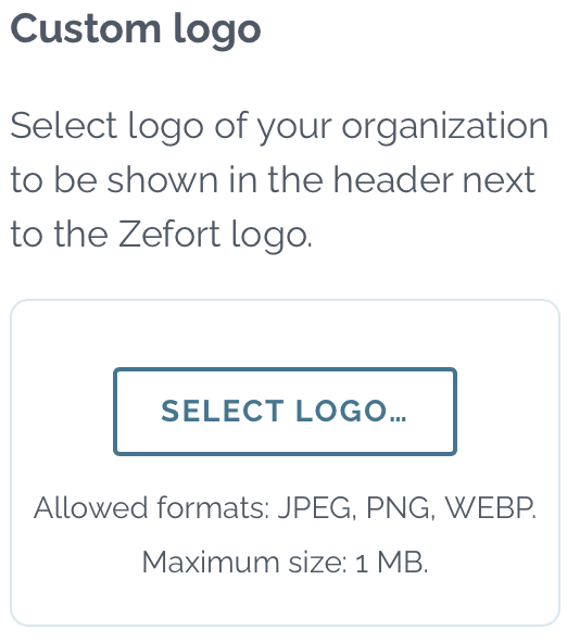 zefort select custom logo for account
