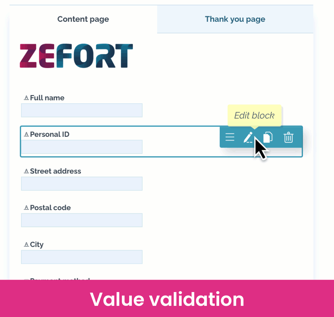 zefort forms value validation