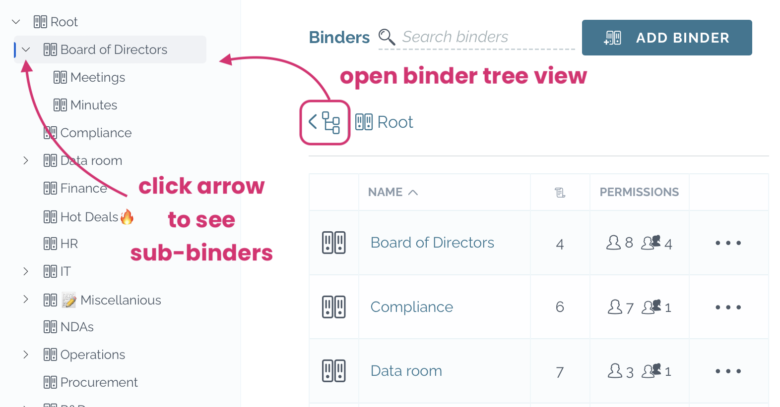 zefort open binder tree view