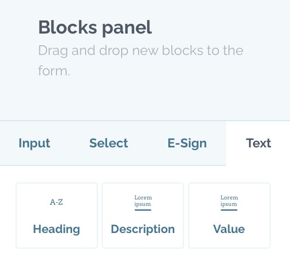 zefort forms text blocks