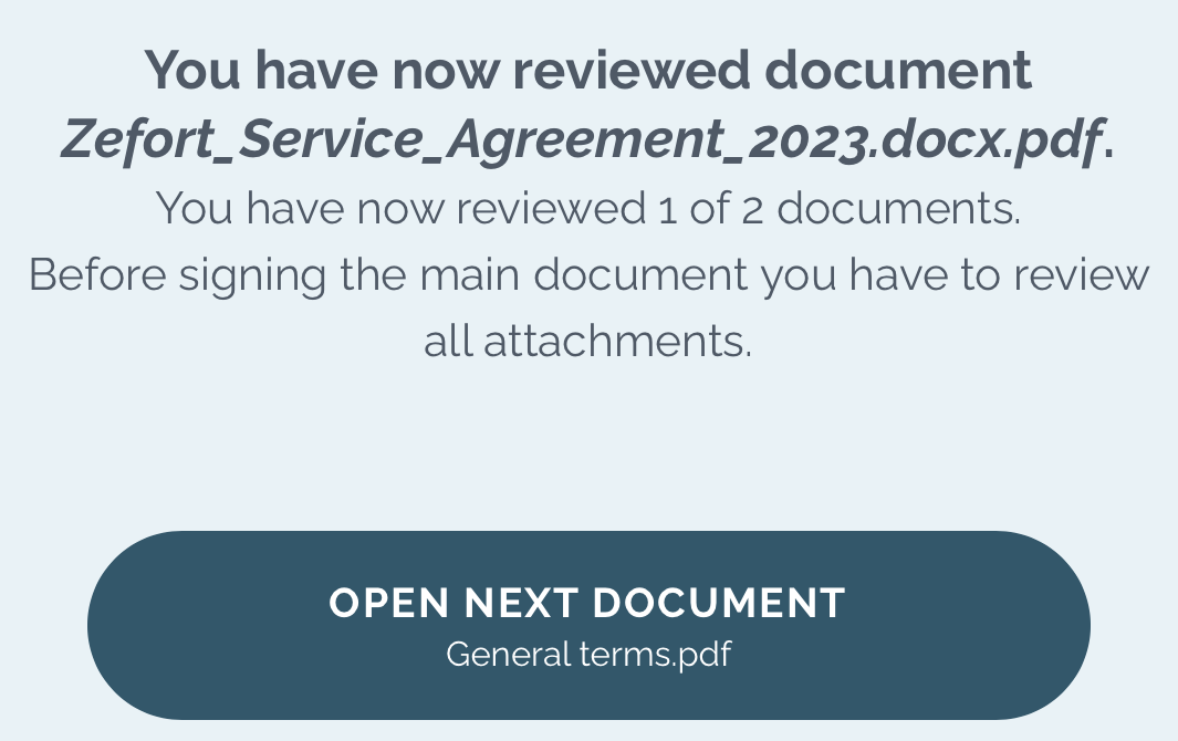zefort sign - open next document