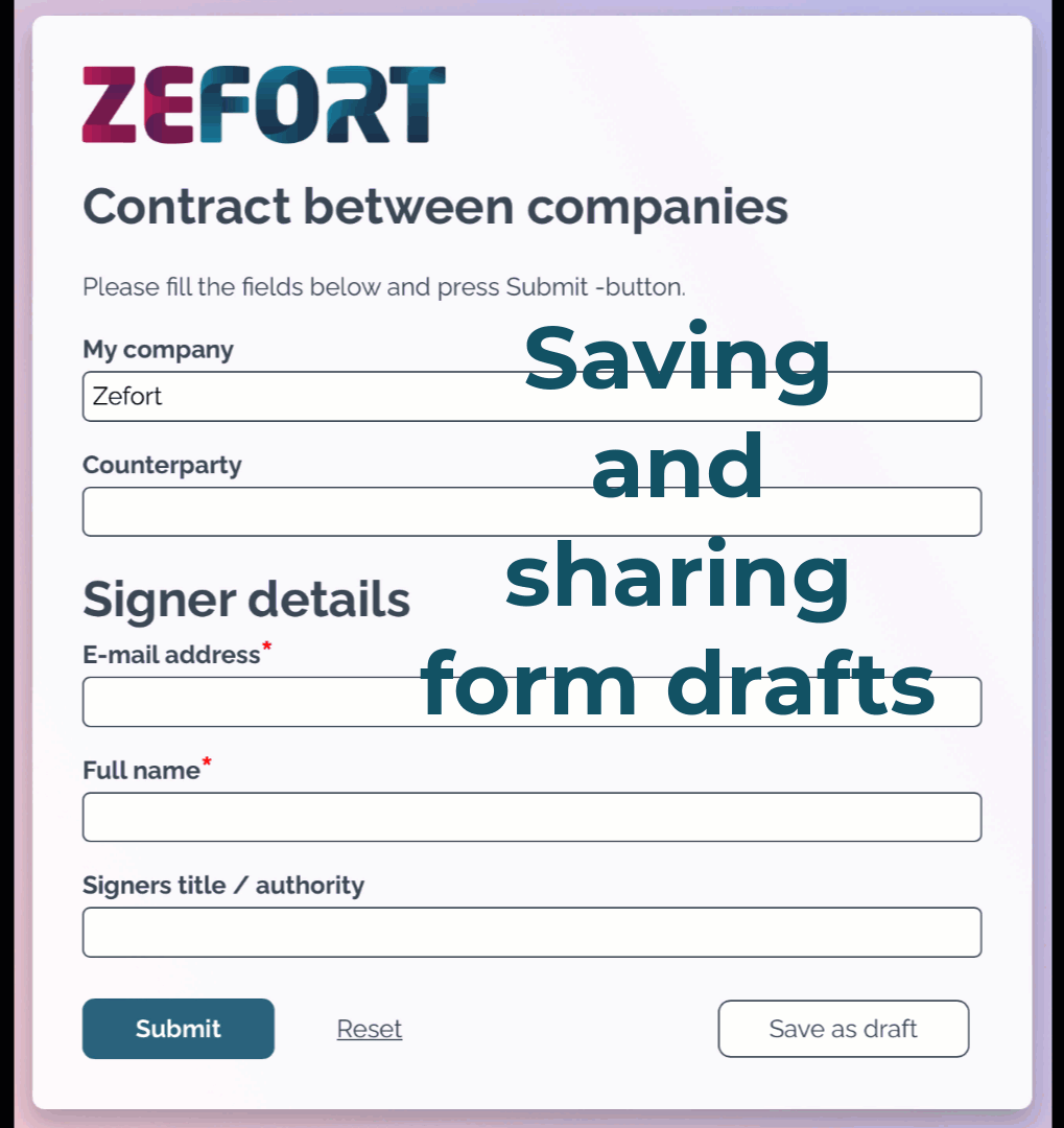 Zefort - Saving and sharing form drafts