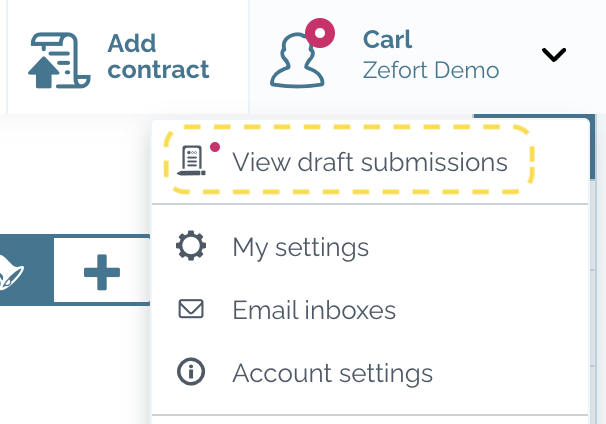 zefort forms - view draft submissions