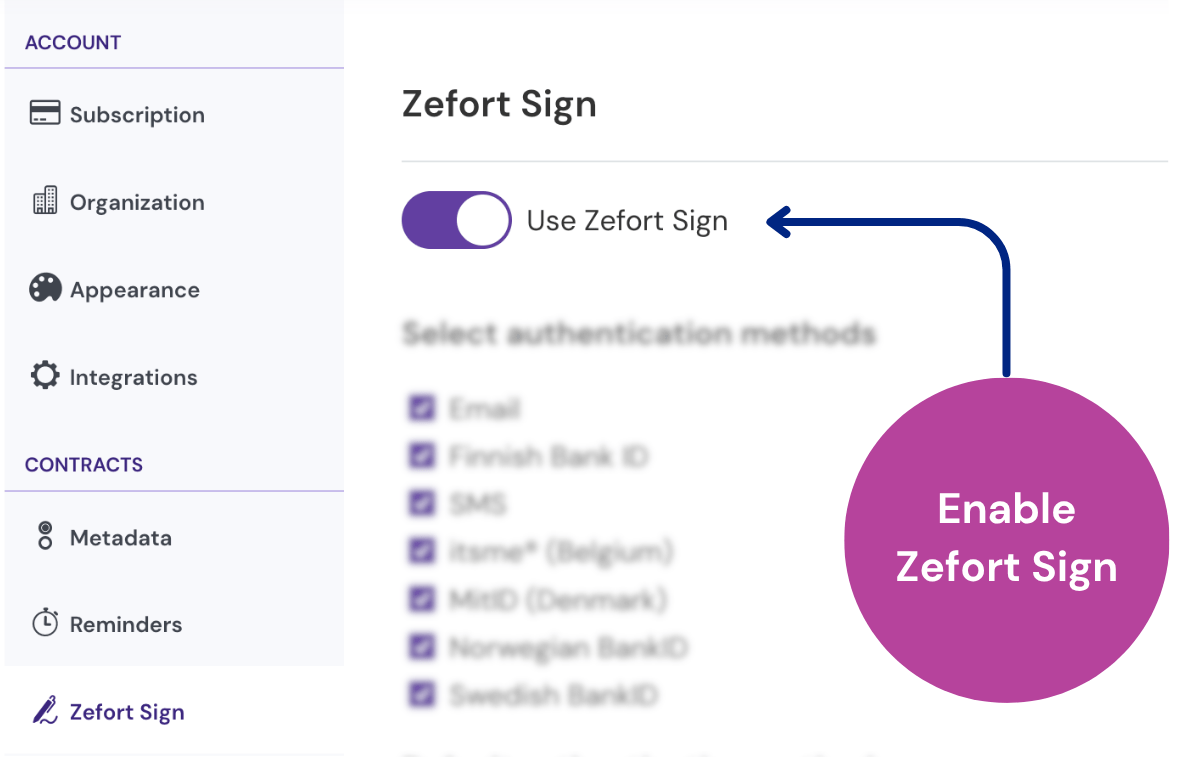 Switch button for enabling Zefort Sign