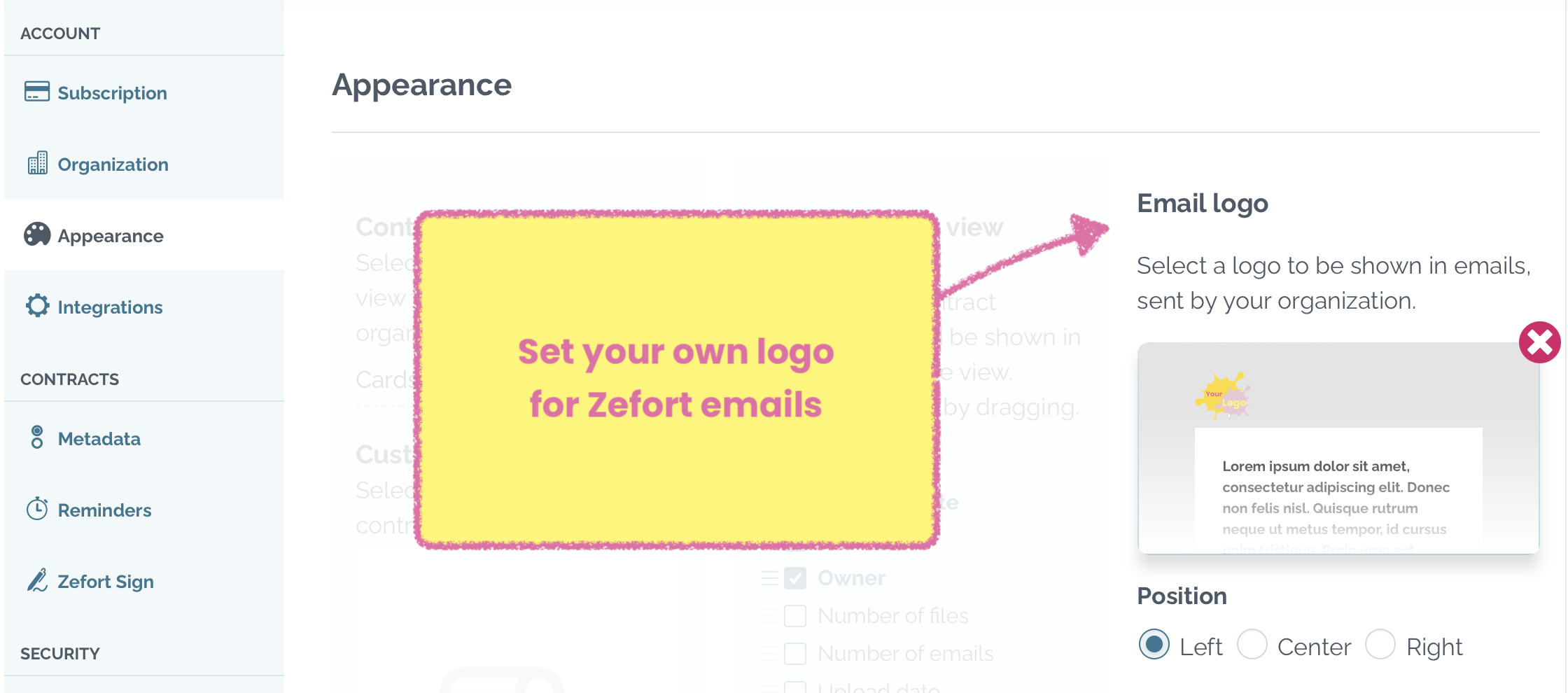 Setup logo for Zefort emails