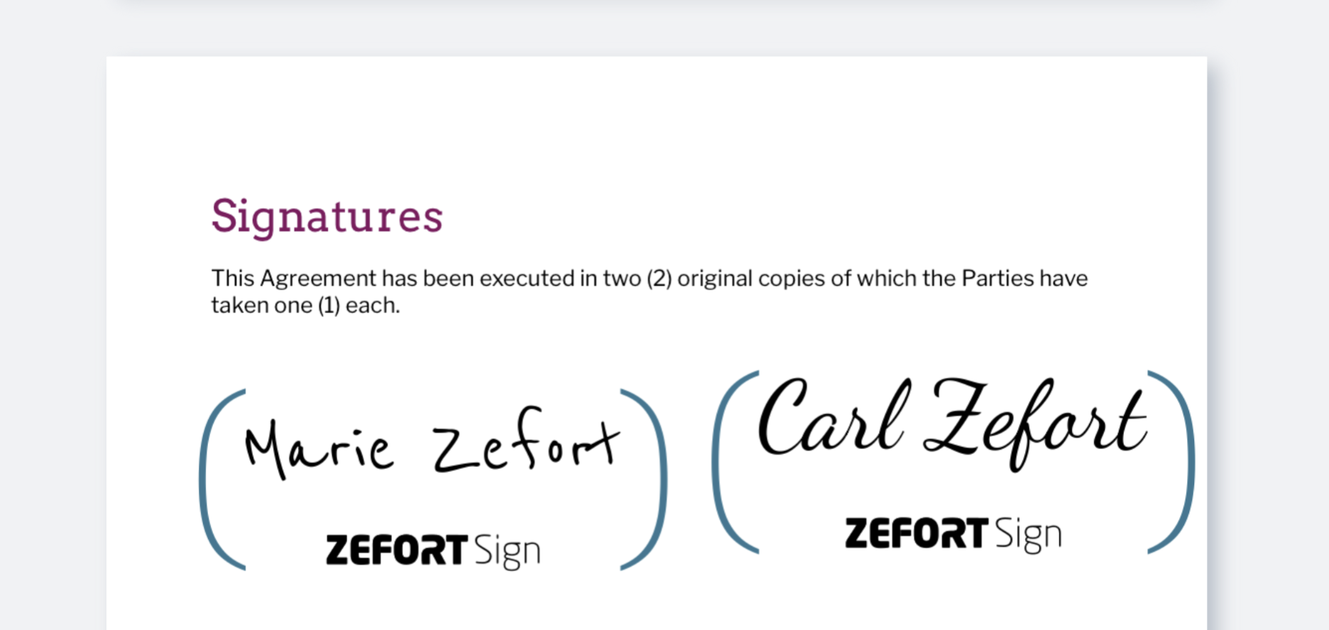 zefort sign - document with signature stamps