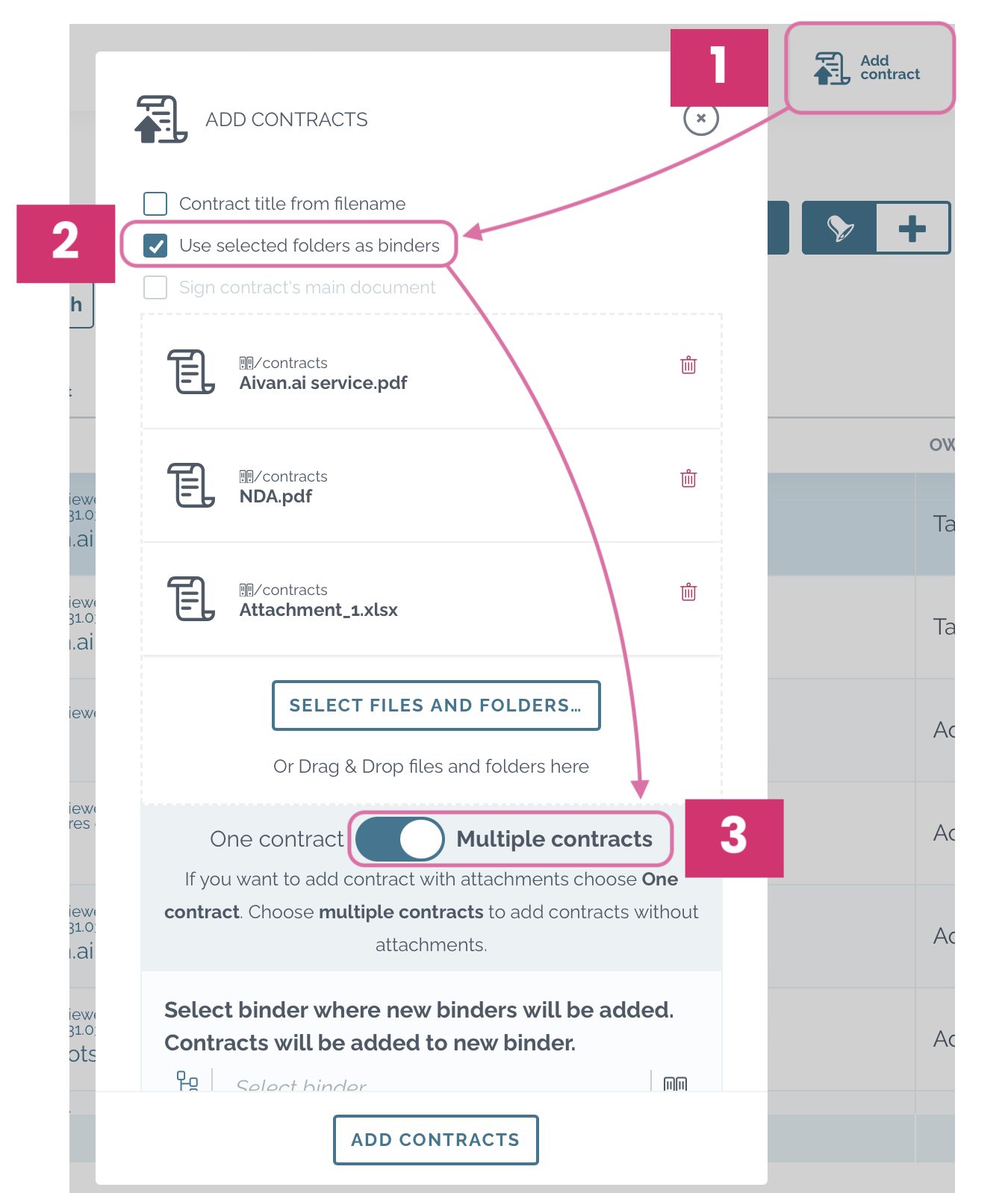 zefort - use selected folders as binders