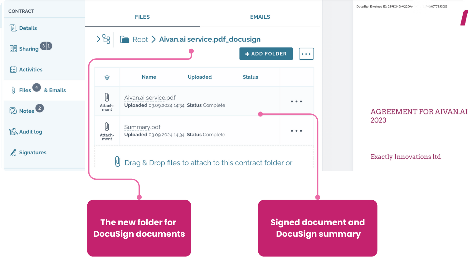 zefort - docusign documents in the folder