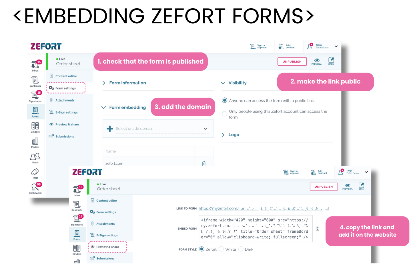 zefort forms - embedding form