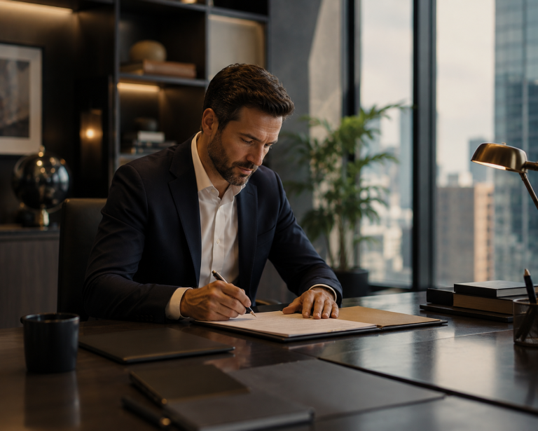 Man signing a contract